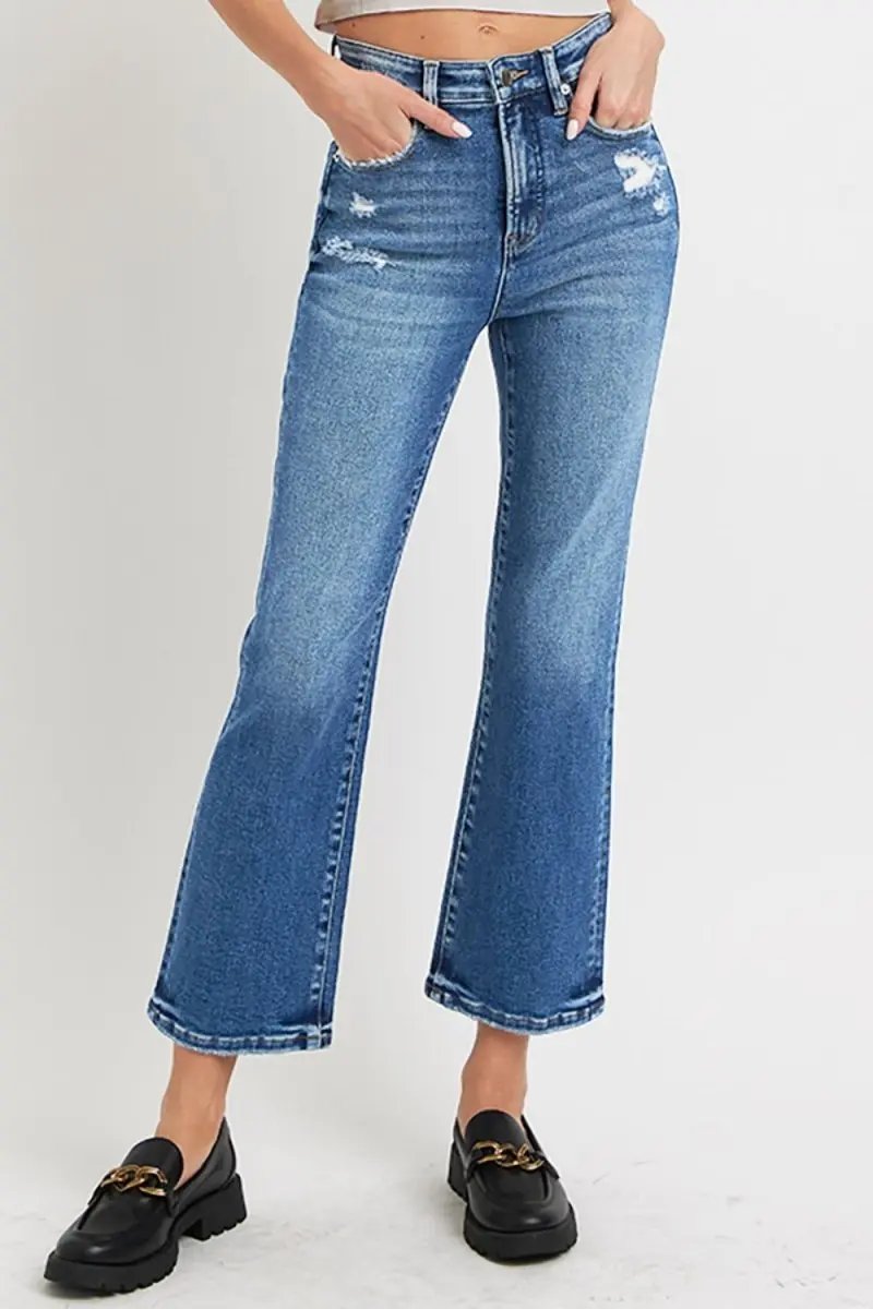 RISEN Full Size Tummy Control High Rise Bootcut Jeans - Love Salve
